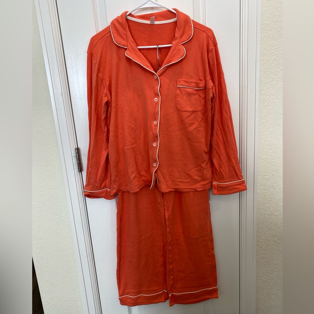 Peach Button Down Pajama Set
